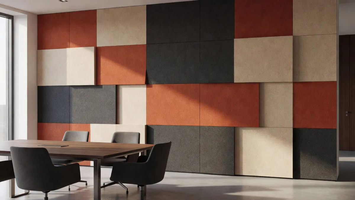 Printed wall panels in a company meeting room