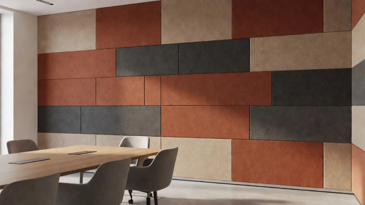 Acoustic panels spread at ear height in a meeting room
