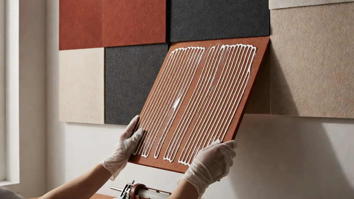 Mounting an acoustic panel on the wall with construction adhesive