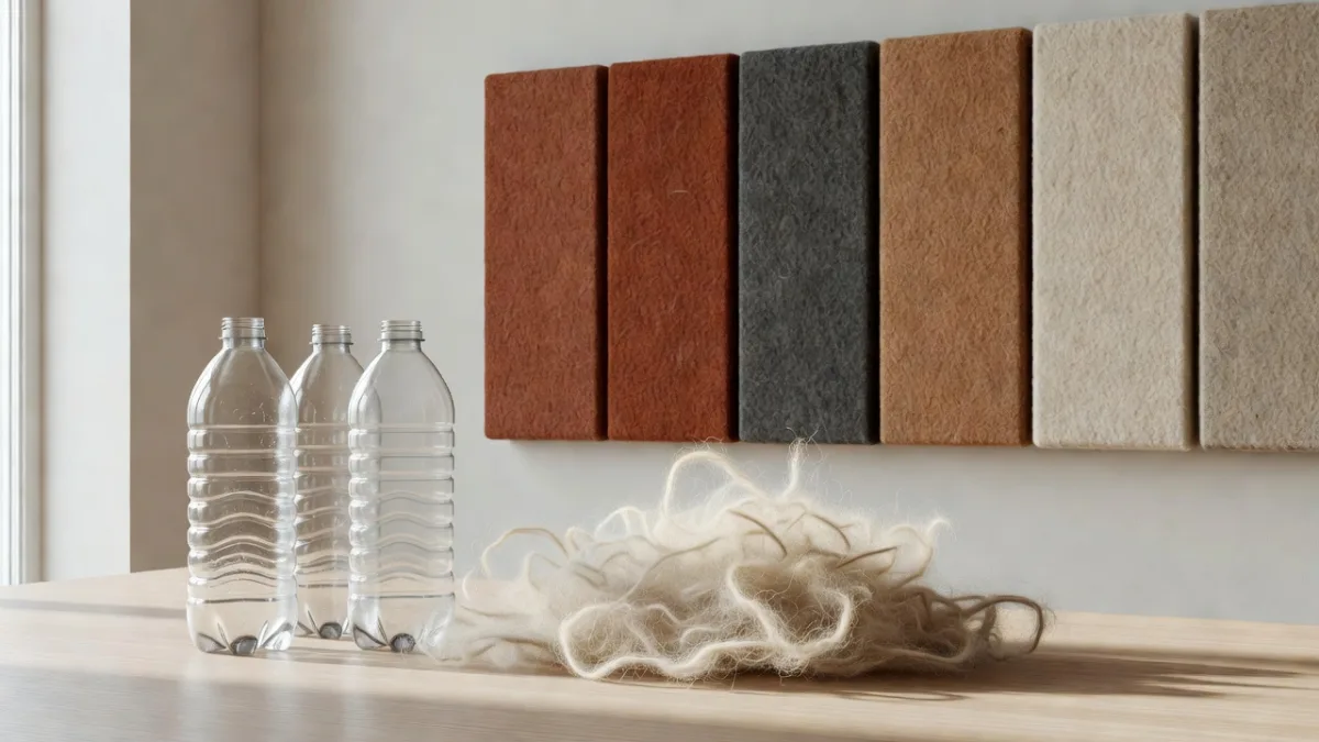 Recycled PET bottles turned into acoustic felt fibres
