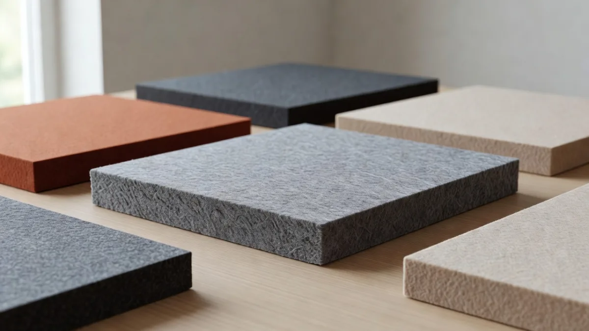 Sheet of acoustic felt in heat-compressed polyester