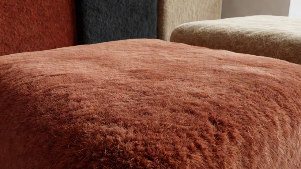 Close-up of the fibrous surface of a PET felt panel