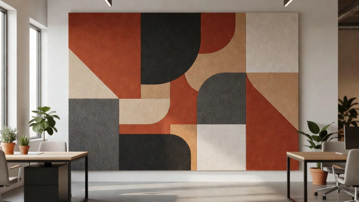 Printed PET felt acoustic panel in a professional space