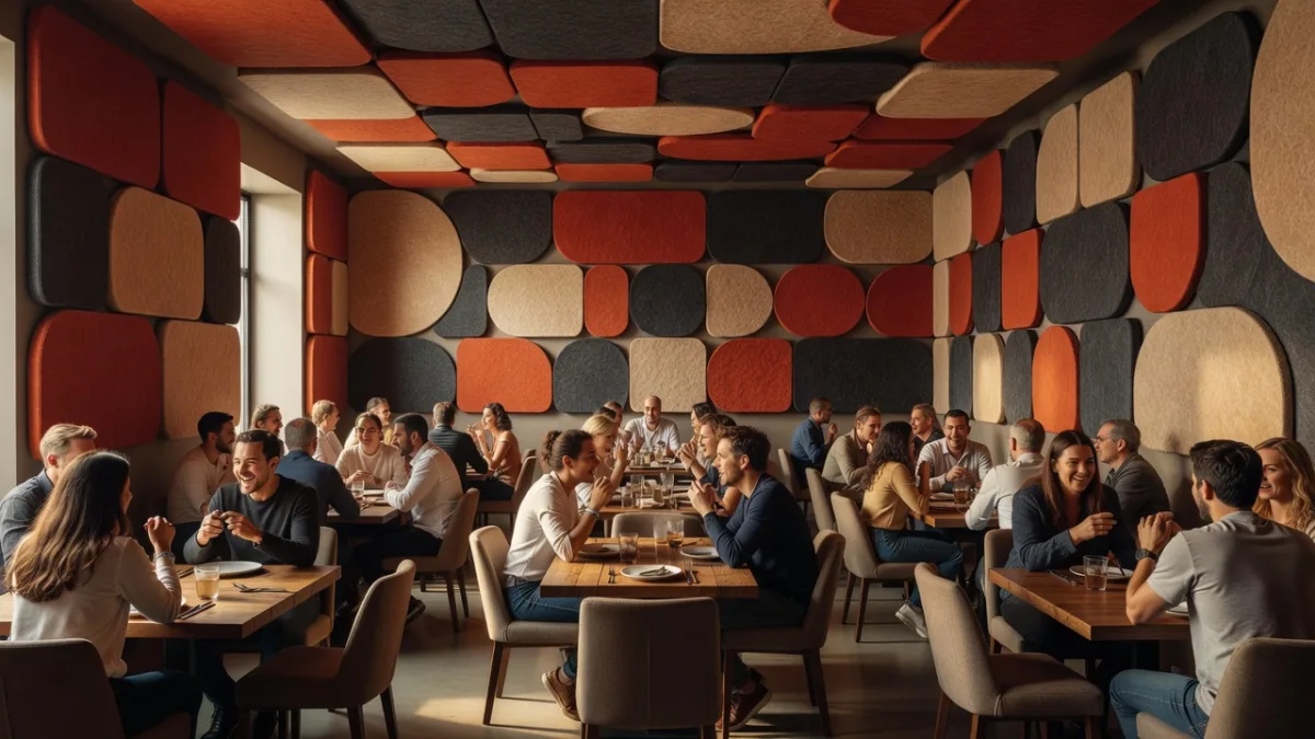 Packed restaurant dining room where the noise level exceeds 80 dB(A)