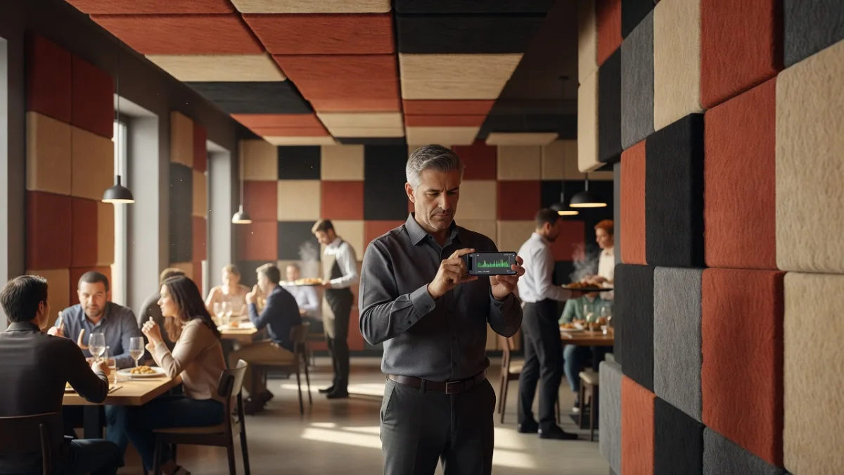 Measuring a restaurant's noise level with a smartphone during service