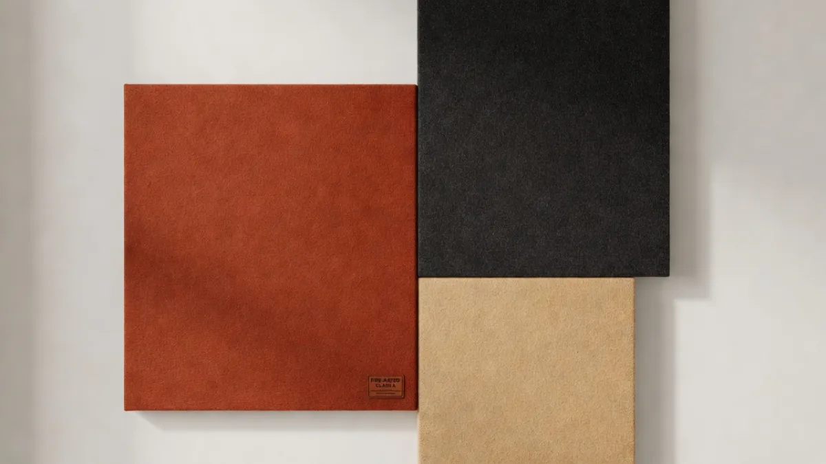 PET felt acoustic panel classified B-s1,d0 for public buildings