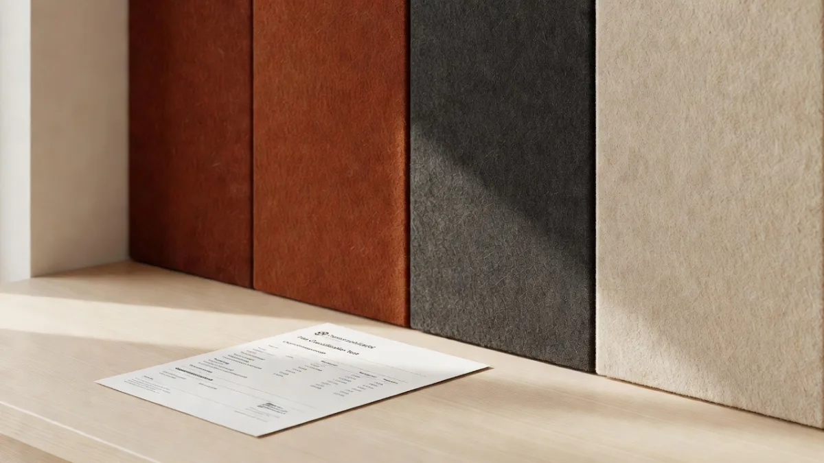 Fire classification test report supplied with an acoustic panel