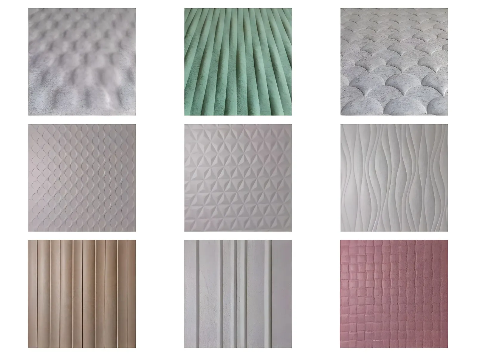 Terracotta embossed acoustic panel with a woven relief pattern
