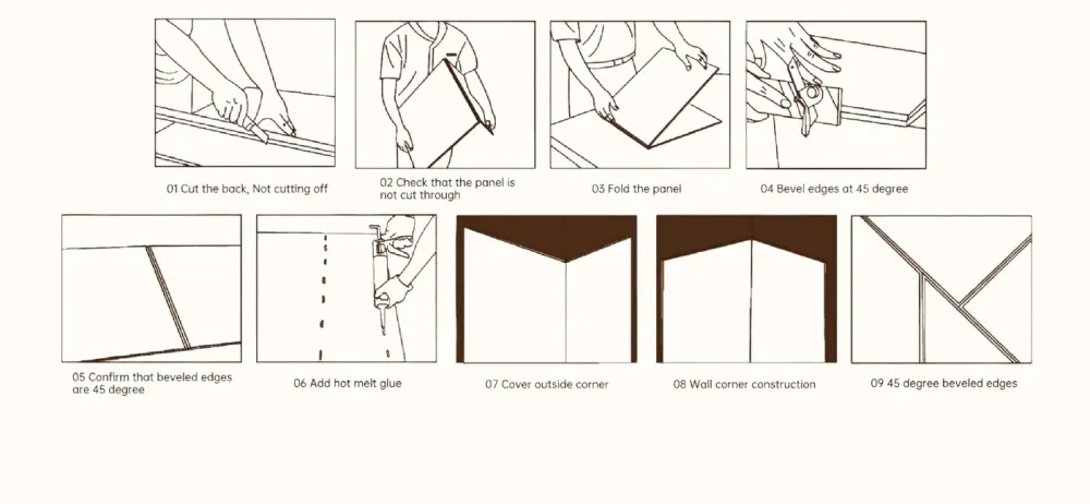 45-degree chamfering of acoustic panel edges for a clean external corner